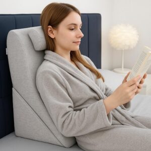 Kalicou Coussin de Lecture - Oreiller Dossier, Appui-tete Reglable, Mousse Memoire de Forme, Housse Amovible Respirante Antiderapa