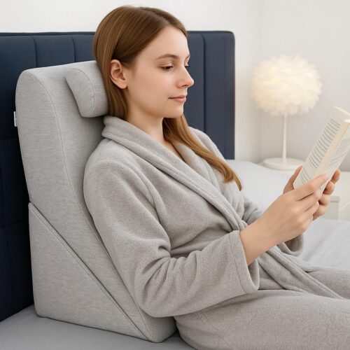 Kalicou Coussin de Lecture - Oreiller Dossier, Appui-tete Reglable, Mousse Memoire de Forme, Housse Amovible Respirante Antiderapa