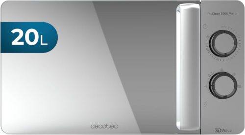 Cecotec Micro-ondes ProClean 3060 Gray Mirror. Capacite de 20 L, Revetement Ready2Clean, 700 W de Puissance, 6 Niveaux de Fonctionne