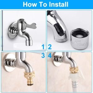 EMAGEREN 4 Pcs Raccord Tuyau Arrosage en Laiton Adaptateur Tuyau Robinet Filete Adaptateur Robinet Embout Arrosage Anti-rouille Faci