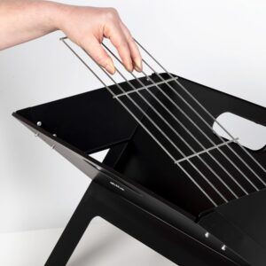 AKTIVE 63033 - Barbecue a Charbon Portable et Pliable en Acier Noir et Rectangulaire, avec Poignee de Transport, Dimensions 45 X 29