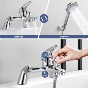 Mitigeur de baignoire Rehomthy chrome avec douchette 180 mm