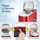 Machine à glaçons GOPLUS 12 kg/24h auto-nettoyage rouge