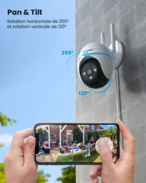 Caméra surveillance 2K WiFi ieGeek extérieure 360°