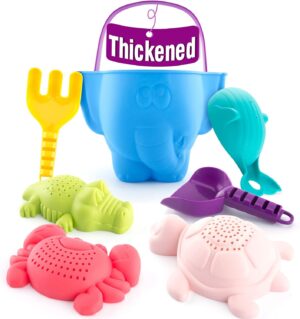 hahaland Kit de Jouets de Plage Enfant, Jouet de Sable avec Seau Plage pour Bebes Enfant, Turtle Crocodile Baleine Crabe Moules Joue
