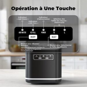 Ice Maker, 12 kg in 24 hours, Acmeenjoy Ice Maker with Ice Spoon, 9 Ice Cubes in 6-8 Minutes, Self-Cleaning and Portable Ice Cube Ma