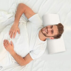 bonmedico Teardrop Oreiller A Memoire De Forme Innovant Confortable Blanc, Coussin Ergonomique Cervical, Soutien CouNuque Douloureu