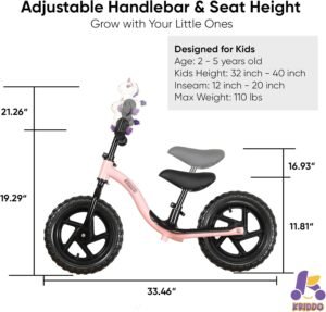 KRIDDO Interactive Balance Bike for Toddlers 2 Years 18 Months to 4 Years Old Kids Interactive Early Learning Bike with Stable Balan