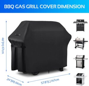 DOBIGER Housse Barbecue Exterieur, Barbecue Gaz, Oxford, Bache de Protection BBQ avec Cordon Ajustable, Anti-Vent, Anti-UV, Impermea