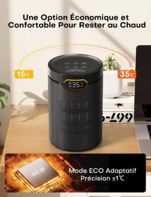 Chauffage d'appoint QEXREED 1500W PTC avec télécommande