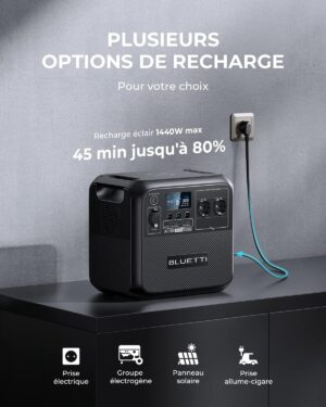 BLUETTI AC180 Portable Electric Generator, 1152Wh LiFePO4 Battery with 2 AC Outputs 1800W (2700W Peak), 0-80 in 45 Min for Motorhom