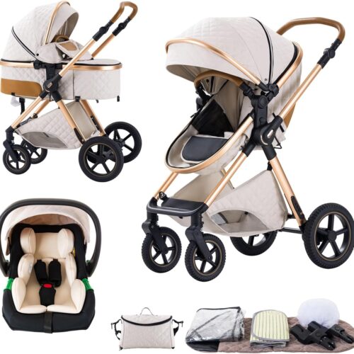 710q91Y3BHL._AC_SL1500_.jpg BEBBY Poussette 3 en 1, Poussettes Combinee Portable Pliant en Un Clic,Poussettes Citadines Avec Siege Auto, Poussette Canne Paysage