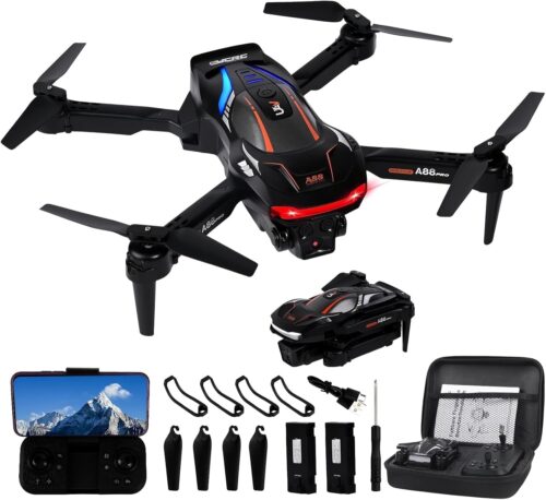 Drone Pliable pour Enfants et Debutants, DemarrageAtterrissage a une Touche, Flip 360, FPV Drone avec Camera HD 2 Batteries, Cap