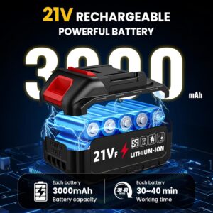 Nettoyeur Haute Pression sans Fil, 50 Bar Nettoyeur Haute Pression sur Batterie avec 2 x 3,0 Ah Batteries, Buse 6 en 1, Moteur en Cu