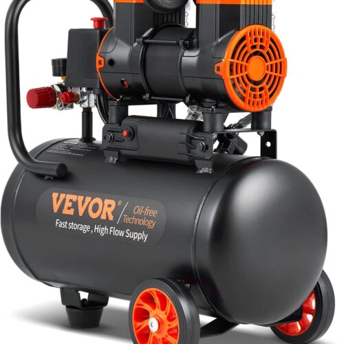 VEVOR Air Compressor Silent 18L Tank Oil Free Air Compressor 900W 1.2HP 3.7m3h to 6.2bar 70dB for Car Repair Inflating Tires Spray