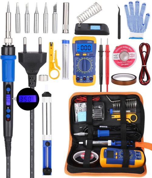 Yulado Fer a Souder, 60W Kit de Fer a Soudure, Fer a Souder Etain de Precision avec Interrupteur ONOFF, Temperature Reglable 20045