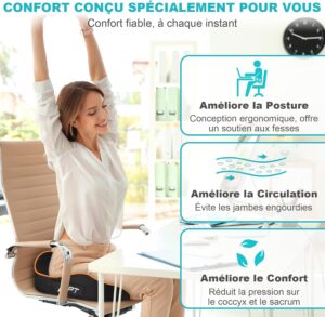 Coussin coccyx POOTACK en mousse à mémoire ergonomique