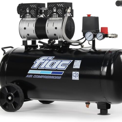 711AFrn8G7L._AC_SL1500_.jpg FIAC Supersilent 50, Silent Mobile Air Compressor, Oil Free Air Compressor, Maximum Pressure 8 Bar, Power 1 HP, Tank 50 Liters, Nois