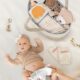 Maliton Panier Rangement Bebe, Rangement Lange Bebe avec Compartiments et Poignees, Couches Bebe Portable, Panier Organisateur Bebe