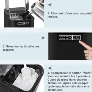 Machine à glaçons WOLTU 12 kg/24h autonettoyante noire