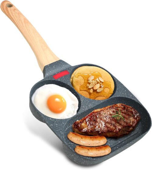 Poêle à pancakes 3 cavités, aluminium, antiadhésif minéral, induction/gaz