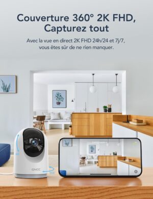 Caméra WiFi GNCC 2K 3MP – Audio 2 voies, détection IA