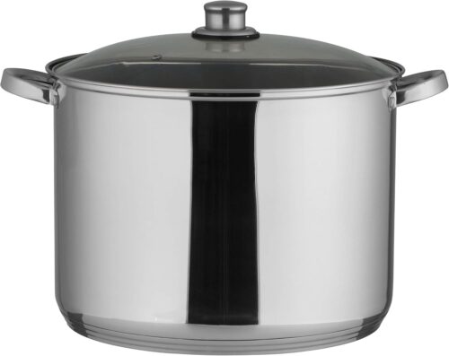 axentia Marmite Traiteur 20 Litres, Faitout en Acier Inoxydable avec Couvercle en Verre et Fond Sandwich Capsule, Convient a Inducti