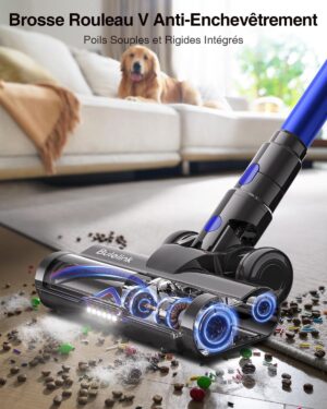 580W48KPA Aspirateur Balai sans Fil 65min, 1.6 L Aspirateur sans Fil Puissant avec Rechargeable Support Mural, Brosse Anti-Enmeleme