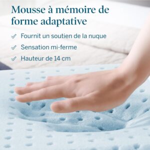 LUCID Memory Foam Pillow 40 x 60 cm Cooling Gel Infused Breathable Cushion Washable Cover Memory Shape Pillow, White