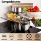 Daniks Standard Marmite Inox 20 cm 4 Litres, Faitout avec Couvercle en Verre, Tous Feux y Compris Induction, avec Echelle de Mesure,