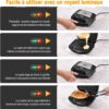 YASHE Appareil a gaufre, 750W Gaufrier Electrique, Machine a Gaufre pour 2 Gaufres, Plaques Antiadhesives, Temperature Automatique,