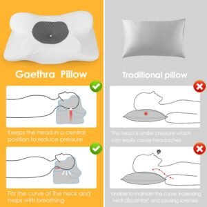 Gaethra Oreiller Ergonomique Cervical, 2 en 1 Oreiller Memoire Forme, Soulagement Efficace de la Douleur, Oreiller Orthopedique a Me