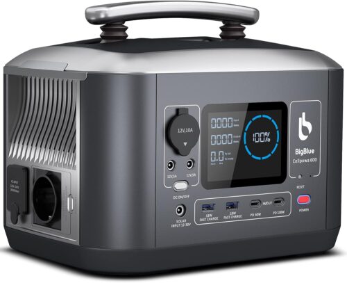 BigBlue 537.6Wh Portable Solar Electric Generator CP600, 1 AC Output 600W (1200W Peak), Electric Station with LPF Backup Battery, Qu