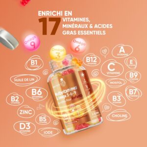 Multivitamines enfants 3+ – 120 gommes, Oméga 3-6-9
