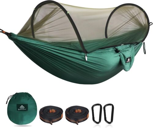 NATUREFUN Hamac de camping ultra-leger Hamac en filet anti-moustiques Capacite de charge de 300 kg, nylon de parachute respirant a