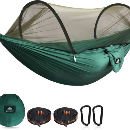 NATUREFUN Hamac de camping ultra-leger Hamac en filet anti-moustiques Capacite de charge de 300 kg, nylon de parachute respirant a