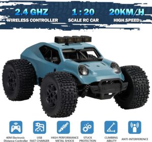 Kizeefun Voiture Telecommandee, 2,4 Ghz 120 RC Vehicule Tout-Terrain 20 KmH Jouet Electrique Tout-Terrain avec 2 Piles 50 Min De L