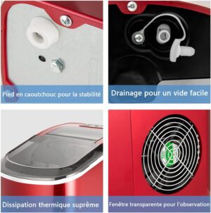 Machine à glaçons GOPLUS 12 kg/24h auto-nettoyage rouge