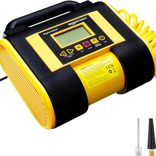 Amazon Basics Portable Air Compressor with Digital Pressure Gauge, 12V DC, 150 PSi, Black