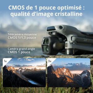 DJI Air 3S Fly More Combo (telecommande RC 2 avec ecran) avec accessoires polyvalents, drone avec grand angle CMOS 1 camera tele