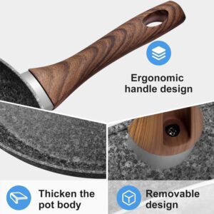 Rainberg Poele a frire en granit avec revetement antiadhesif, anti-rayures, compatible avec l'induction (32 cm)
