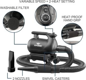 XPOWER Blower de sechage de voiture professionnel avec station d'accueil mobile (A-12)