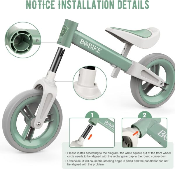 Children's Balance Bike without Pedals 1.5-4 Years Up to 25 kg, Adjustable Steering Wheel and Saddle, Steering Wheel, Anti-Theft, Li