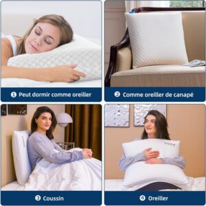 Coussin mémoire de forme NOFFA 56x56x12cm - Housse lavable