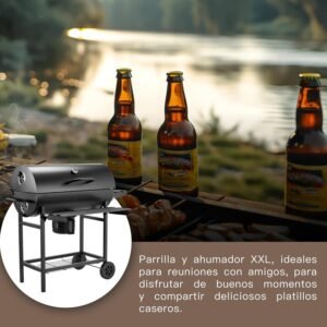 714SOOjwsNL._AC_SL1500_.jpg TEENO Barbecue Charbon de Bois,avec Grille de Cuisson XXL,Gants Anti-BruLures, ThermomeTre,Tiroir a Cendres, eVent ReGlable,Grand Ba