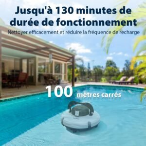 Redkey S100 Wireless Pool Robot, 130 Min Powerful Cleaning, 18 Slope, Two Powerful Motors and Brushes, Automatic Parking, Pool Robo