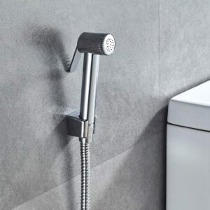 714lvsf9ReL._AC_SL1001_.jpg Ibergrif M20282 Toilet Shower Kit with Wall Mount and 1.2 m Hose, Silver Chrome Finish - Hygienic Shower for Toilet and Cleaning