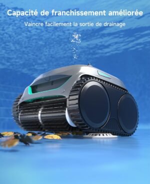 WYBOT C2 Wireless Pool Robot for Buried Pools 150m2, Double Filtration, 3 Motors, Powerful Suction, Cleaning Walls Water Line, 180