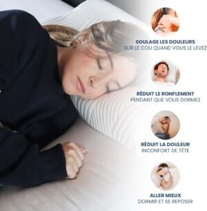 VALENTIA MEDICAL Oreiller Ergonomique Cervical - Oreiller Memoire Forme - Coussin Cervicales - Oreiller Cervical -Oreiller Orthopedi