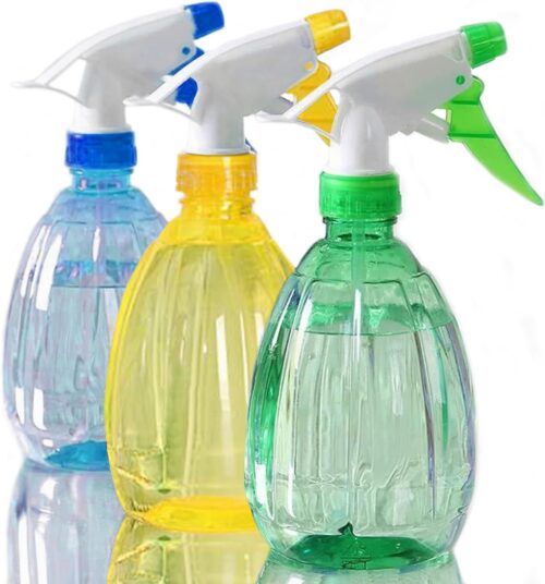 Gentpovth 3 Pieces 500ML Flacon Spray Bouteilles Vide Rechargeable (Jaune-vert-bleu)